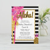 トロピカル ルアウ ストライプ スイート16 誕生日 招待状 (スタンド正面)