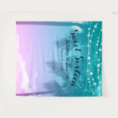 トロピカル ルアウ ティール ピンク スイート16 バースデー 背景 タペストリー (正面(横))