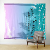 トロピカル ルアウ ティール ピンク スイート 16 誕生日 バックドロップ タペストリー (インサイチュ(横))