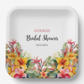 トロピカル ルアウ ハワイアン ブライダル シャワー ペーパープレート (正面)