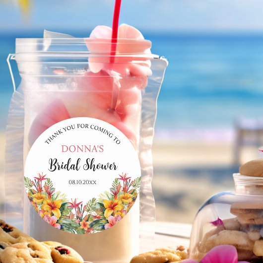 トロピカル ルアウ ハワイアン ブライダル シャワー ラウンドシール