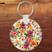 トロピカル レッド イエロー ハイビスカス フラワー ブライズシャワー キーホルダー (裏面)