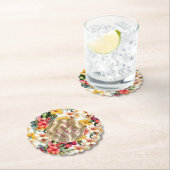 トロピカル レッド イエロー ハイビスカス フラワー ブライダル シャワー ペーパーコースター (インサイチュ)