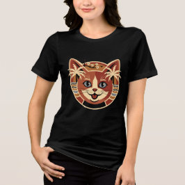 トロピカル・レトロ・キャットデザイン トライブレンドTシャツ