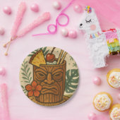 トロピカル レトロ ティキ ドリンク ハワイアン ルアウ 誕生日 ペーパープレート (パーティー)