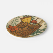 トロピカル レトロ ティキ ドリンク ハワイアン ルアウ 誕生日 ペーパープレート (アングル)