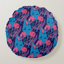 トロピカル ワイルド フラワー 青 ピンク モダン エキゾチック