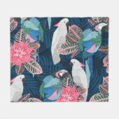 トロピカル:ヴィンテージシームレスパターン フリースブランケット (正面(横))