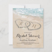 トロピカル ヴィンテージ ビーチ ハート ブライダル シャワー 招待状 (正面)
