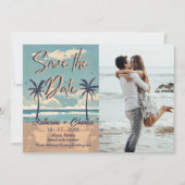 トロピカル ヴィンテージ ビーチ フォト セーブ・ザ・デート 招待状 (正面)