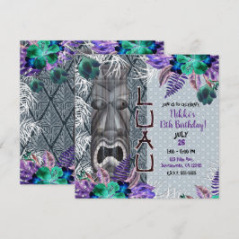 トロピカル ヴィンテージ レトロ フラワーティキ ハワイアン ルアウ 招待状