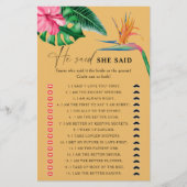 トロピカル – 彼は彼女はブライダルシャワーゲームと言った (正面)