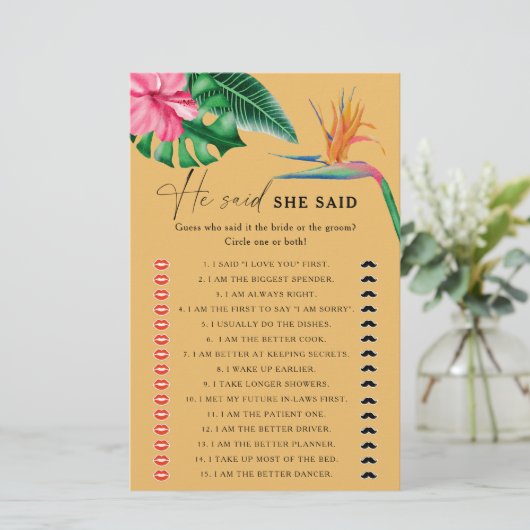 トロピカル – 彼は彼女はブライダルシャワーゲームと言った (スタンド正面)