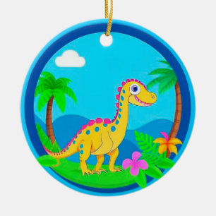 🦖トロピカル+恐竜+キッズ+クリスマス+ギフト+楽しい🎄 セラミックオーナメント