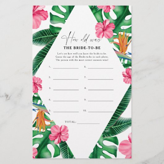 トロピカル – 新婦の年齢 (正面)