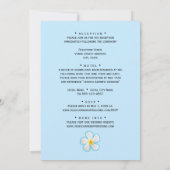 トロピカル、白プルメリアオンブルー結婚、フローラ 招待状 (裏面)