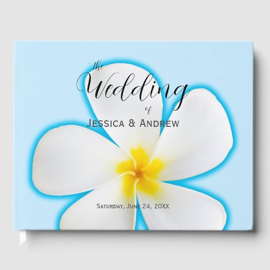 トロピカル、白プルメリアオンブルー、フローラ結婚、 ゲストブック (正面)