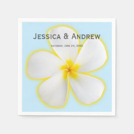 トロピカル、白、黄のプルメリア、フローラ結婚 スタンダードカクテルナプキン