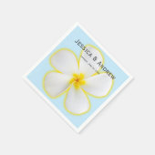 トロピカル、白、黄のプルメリア、フローラ結婚 スタンダードカクテルナプキン (角)