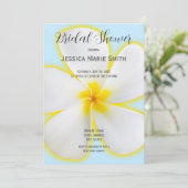 トロピカル、白、黄のプルメリア、フローラ結婚 招待状 (スタンド正面)