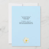 トロピカル、白、黄のプルメリア、フローラ結婚 招待状 (裏面)