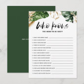 トロピカル 誰がママのことを一番知っているかな 赤ちゃんのお披露目ゲーム エンクロージャーカード (正面/裏面)