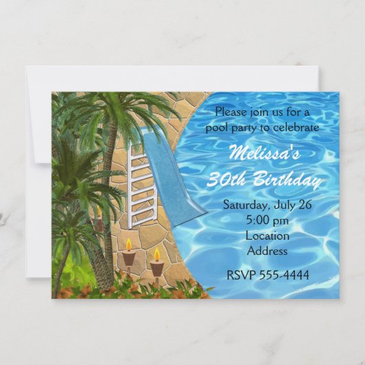 トロピカルBBQサマープールスイムパーティの招待状 招待状 (正面)