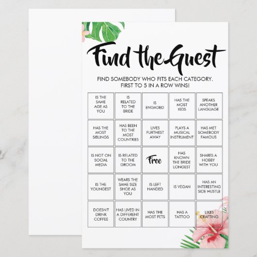 トロピカルFind the Guest Bingo Game (正面/裏面)