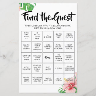 トロピカルFind the Guest Bingo Game