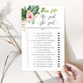 トロピカルHe彼女はブライダルシャワーゲームを言った