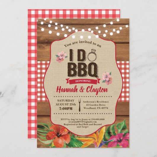 トロピカルI do BBQ invitation.婚約パーティー 招待状 (正面/裏面)