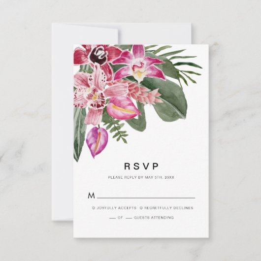 トロピカルRSVPカード 出欠カード (正面)