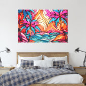 トロピカルXLアート キャンバスプリント (インサイチュ (寝室))