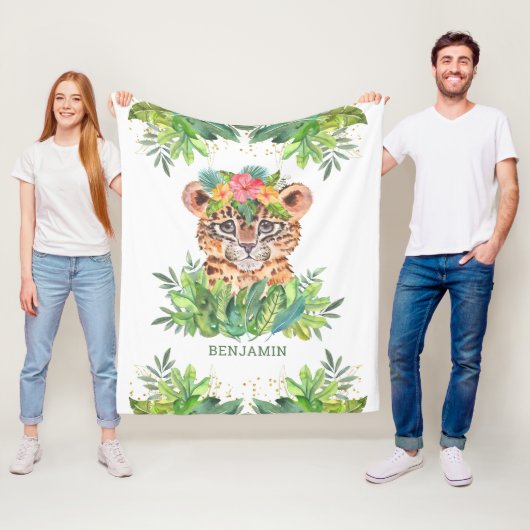 トロピカ素朴ルジャングルサファリキュートヒョウ フリースブランケット (インサイチュ)