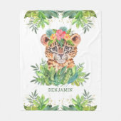 トロピカ素朴ルジャングルサファリキュートヒョウ フリースブランケット (正面)