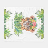 トロピカ素朴ルジャングルサファリキュートヒョウ フリースブランケット (正面(横))