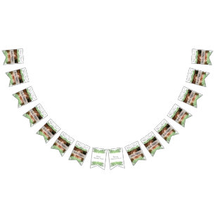 トロピカ結婚ルズ・グリーン・パー葉ム・ホワイト・フォト バンティングフラッグ