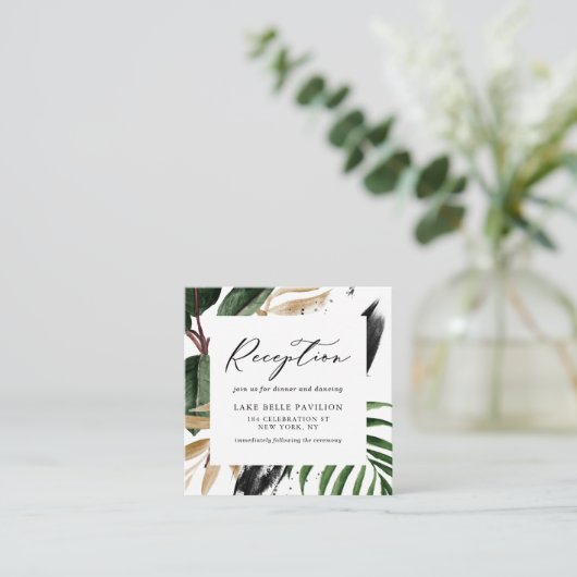 トロピカ葉ルフェイク金箔フレーム披露宴 エンクロージャーカード (スタンド正面)