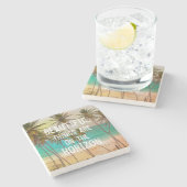 トロピクールカルハワイアンビーチパームツリーズ ストーンコースター (横)