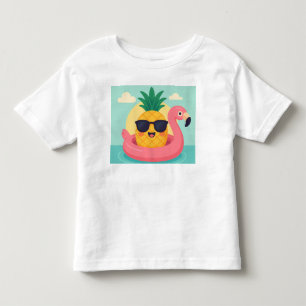 トロピコール – パイナップルフラミンゴ浮体夏Tシャツ トドラーTシャツ