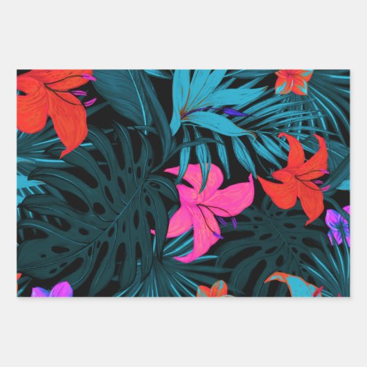 トロピゴス熱帯ゴシック花ハワイエキゾチック ラッピングペーパーシート (正面)