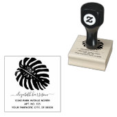 トロピシンプルカルモンステラリーフ差出人住所 ラバースタンプ (押印)