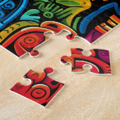 トロピッお洒落クカラフルなティキの仮面が難しい ジグソーパズル (側面)