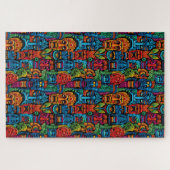 トロピッお洒落クカラフルなティキの仮面が難しい ジグソーパズル (横)