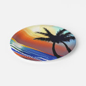 トロピッかわいらしクパームツリーアンド海 ペーパープレート (アングル)
