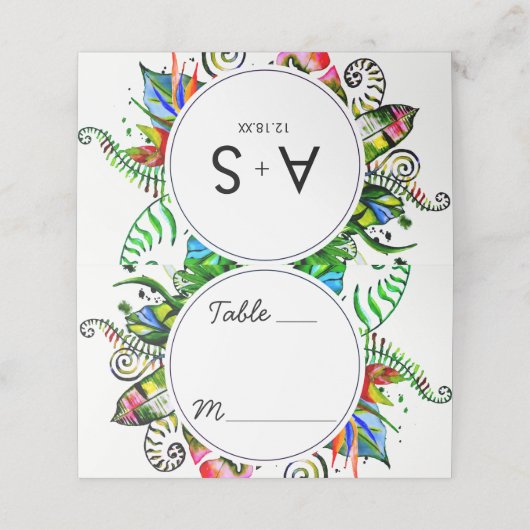 トロピッはっきりしたクパームリーフ植物表番号 プレイスカード (外部開封)