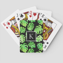 トロピッはっきりしたク・グリーン・ウォーター・カラー・葉モノグラム トランプ