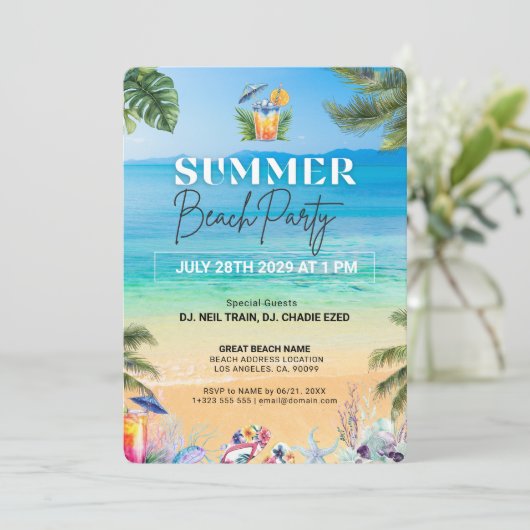 トロピッよくはしゃぐクカラフルサマービーチパーティー 招待状 (スタンド正面)