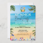 トロピッよくはしゃぐクカラフルサマービーチパーティー 招待状 (正面)