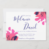 トロピッインスパイアクネイビーブルー熱ピッ結婚クズカード 招待状 (正面)